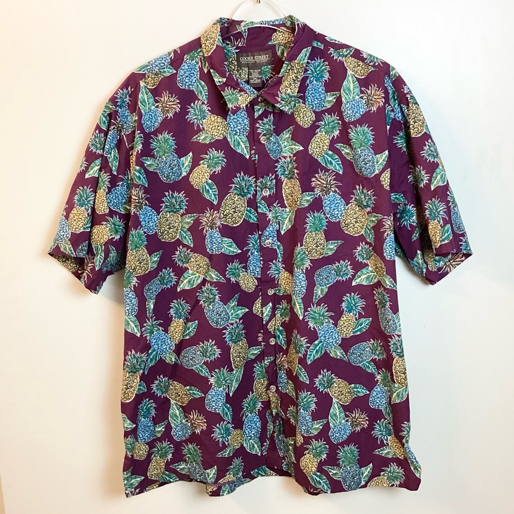 Cooke Street Short Sleeve Pineapple Print Hawaiian Button Up Shirt - 2XL